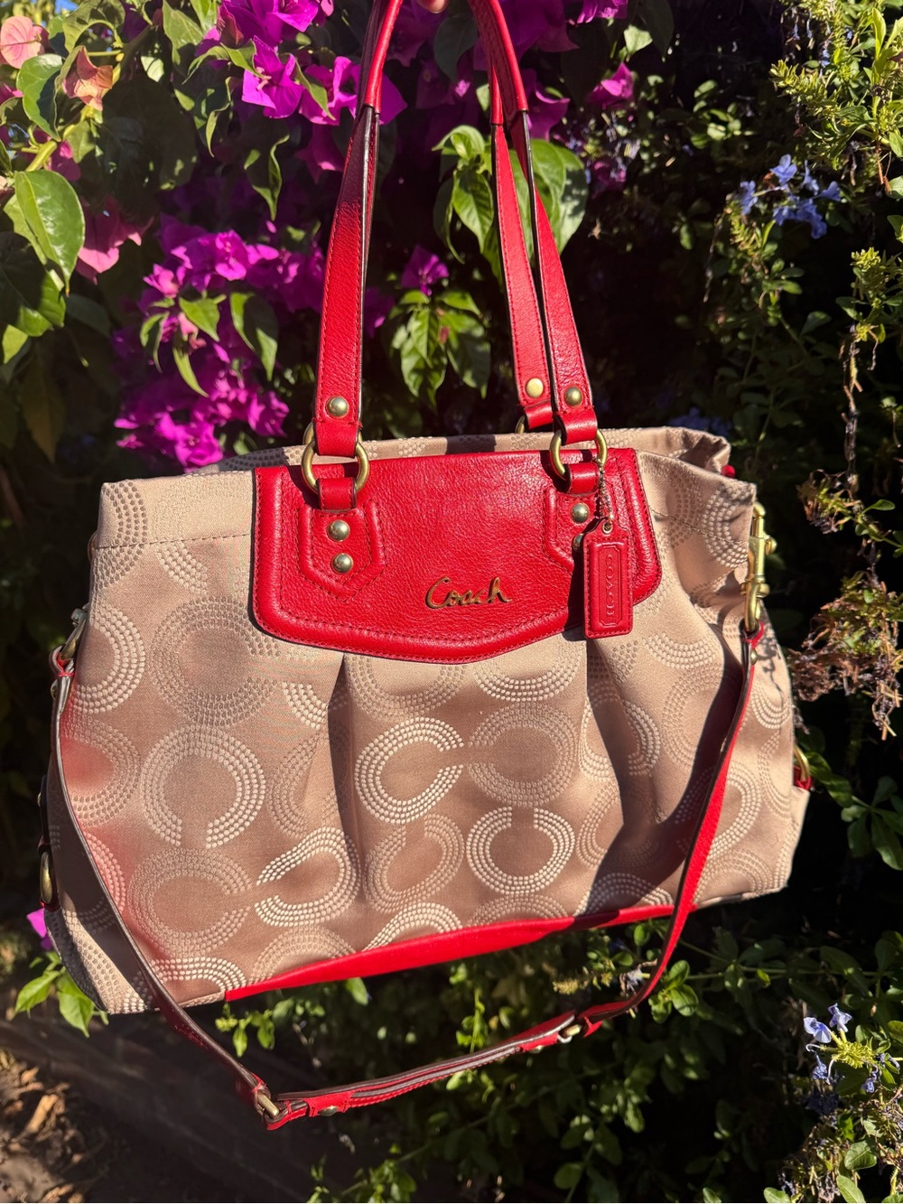 Coach Ashley Dotted Op Art Carryall Satchel